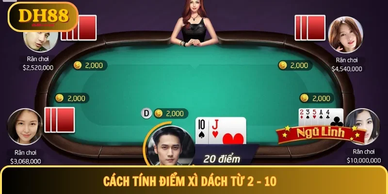 Cách tính điểm xì dách từ 2 - 10