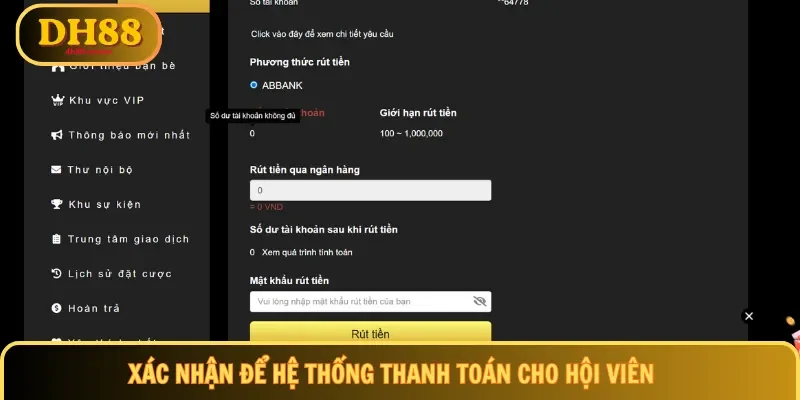 Xác nhận để hệ thống thanh toán cho hội viên